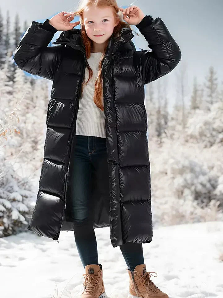 Amarae | long and thick coat with hood for girls