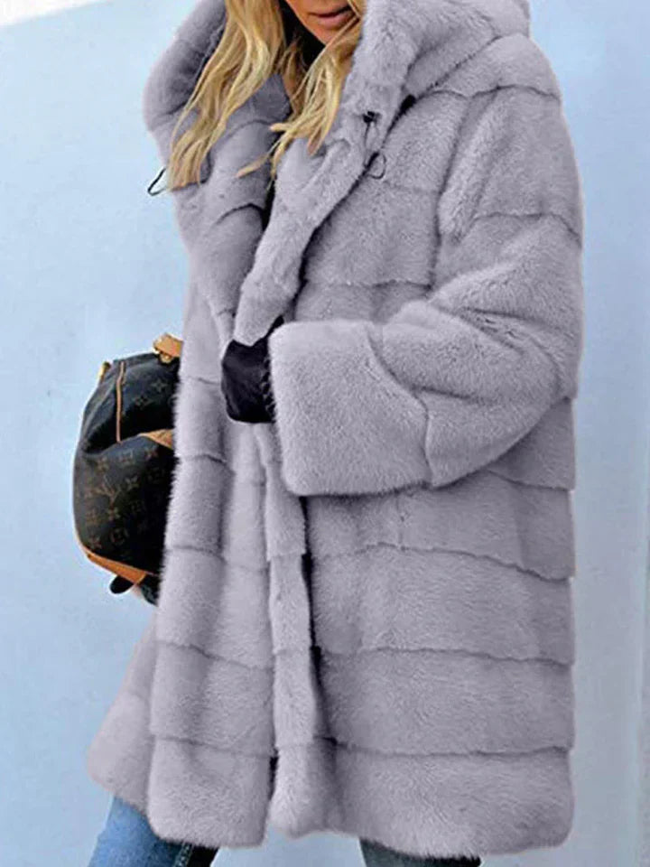 Lune London | Faux fur hooded jacket. Open front parka