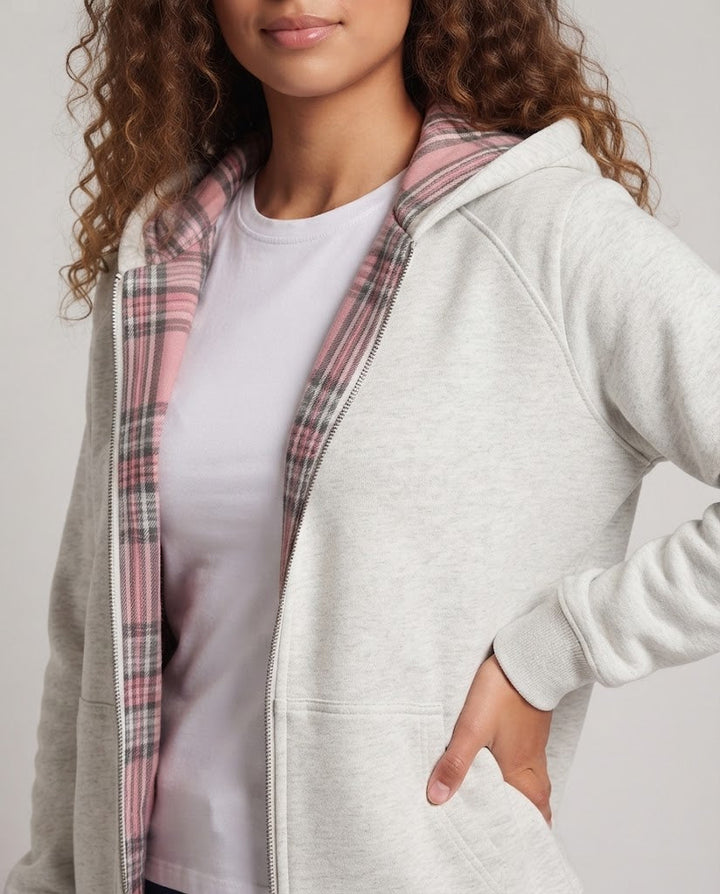 Women's Hooded Jacket with Check Pattern Amarae