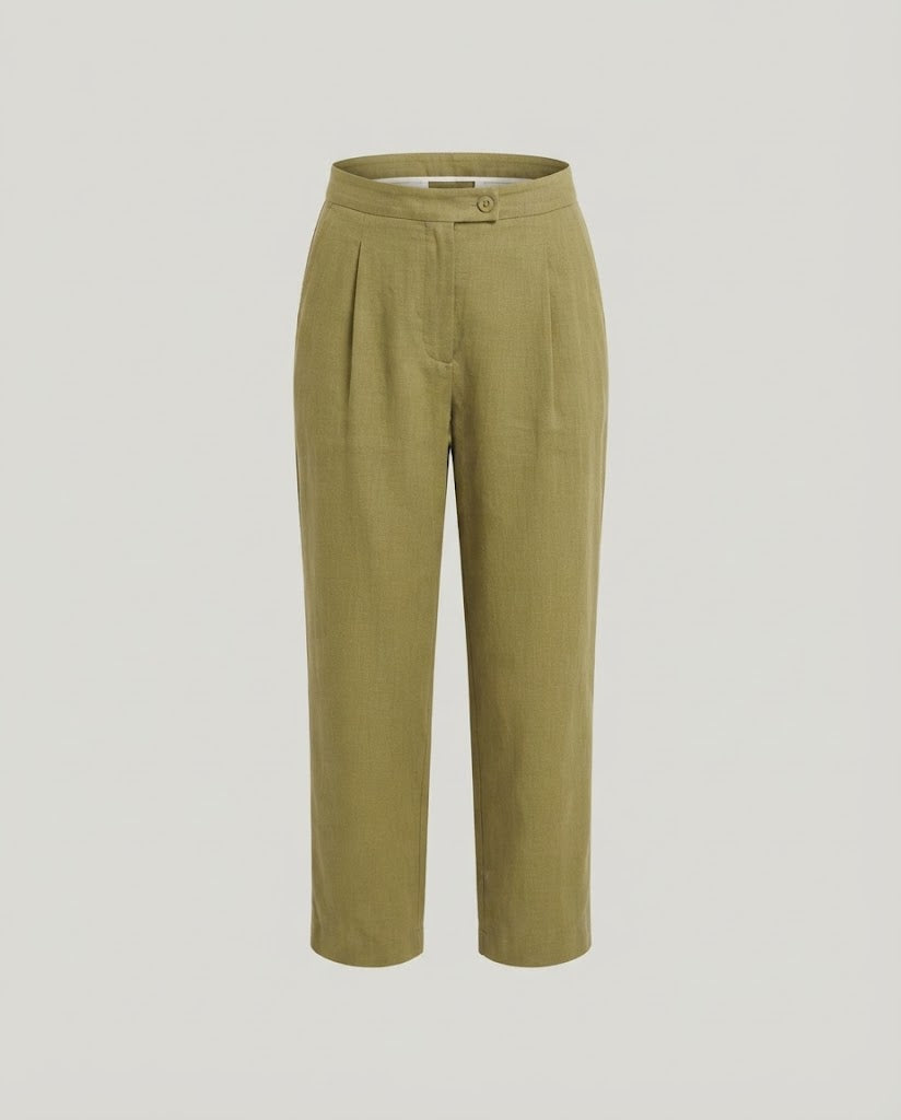 Women's High-Waist Culotte Pants with Wide Leg and Pleat Amarae