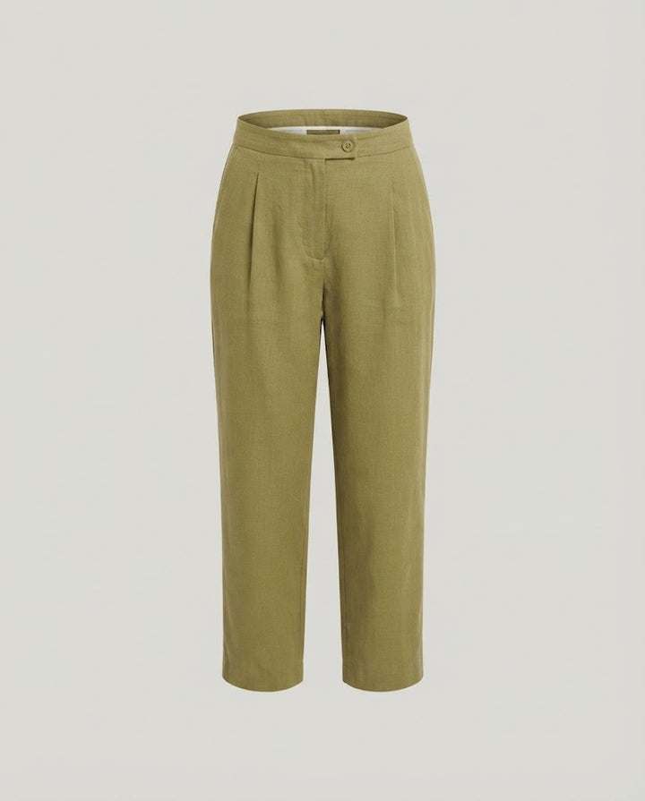 Women's High-Waist Culotte Pants with Wide Leg and Pleat Amarae