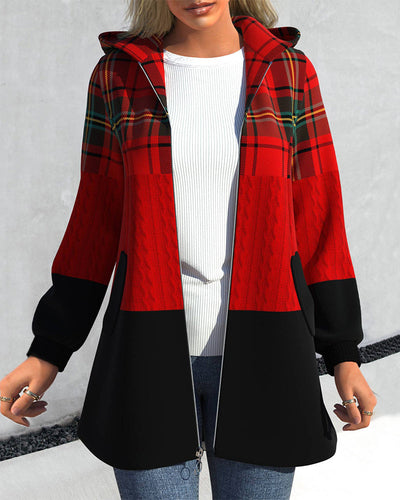 Amarae | Checkered Jacket with Hood and Zipper