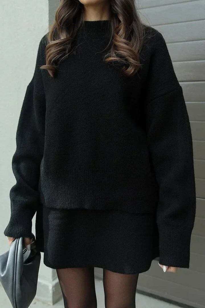 Amarae | Knitted Set - Oversized Sweater & Mini Skirt - Autumn Outfit
