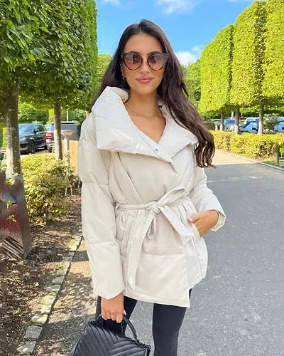 Lune London | Jacket with Belt for Women Warm Brown Jacket with Oversized Collar