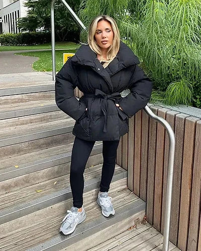 Lune London | Jacket with Belt for Women Warm Brown Jacket with Oversized Collar