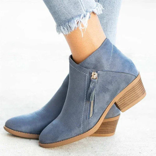 Amarae | Ankle boots - Soft suede - Side zipper - Comfortable low heel