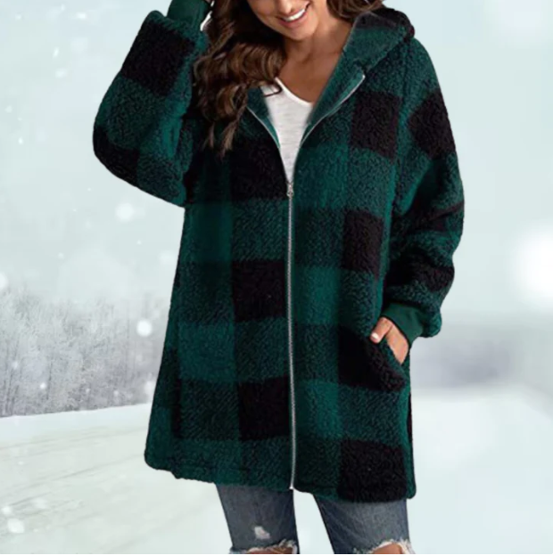 Amarae | Comfortable Checkered Jacket with Hood