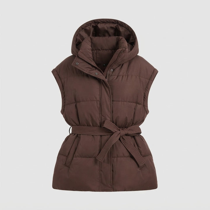 Women's Sleeveless Quilted Waistcoat with High Collar Amarae