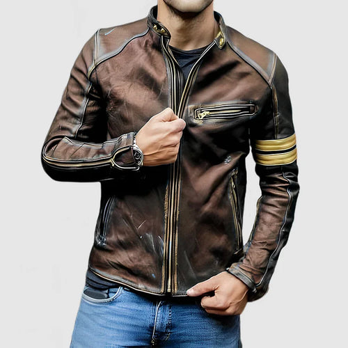 Chic und Stil | Stand Collar Color Block Biker Zip Up Jacket