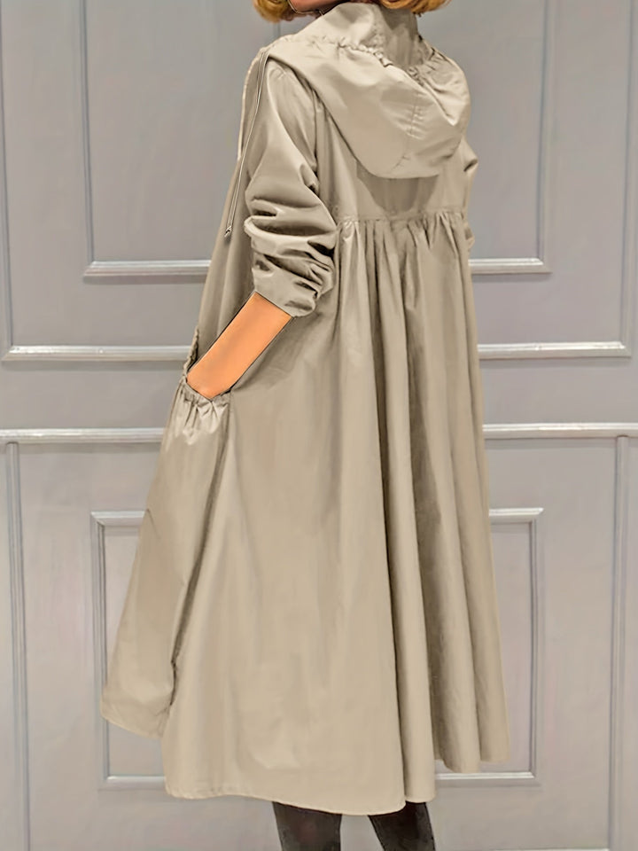 Lune London | Women's Casual Long Jacket with Hood and Zipper