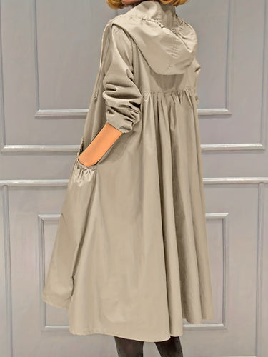 Amarae | Women's Casual Long Jacket with Hood and Zipper