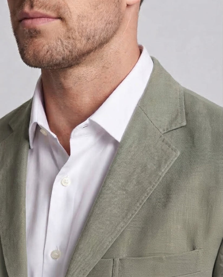 Men's Light Linen Blazer with Textured Look and Tailored Silhouette Amarae