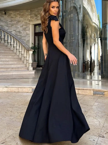 Amarae | Women's Maxi Dress with Cross V-Neck and Bow