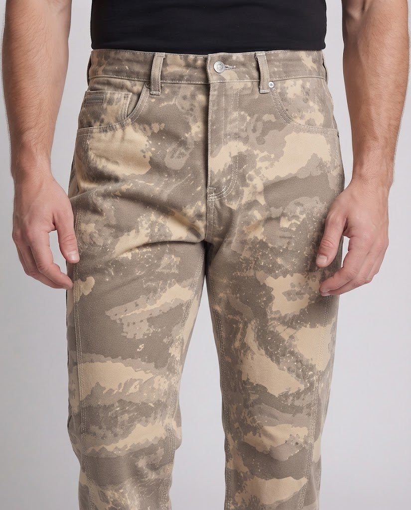 Men's camouflage utility jeans in straight palazzo cut Amarae