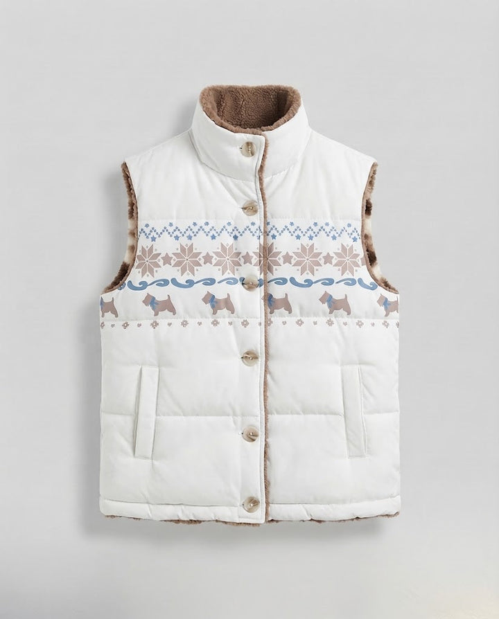 Women's Reversible Quilted Thermal Vest with Teddy Lining & Norwegian Pattern Amarae
