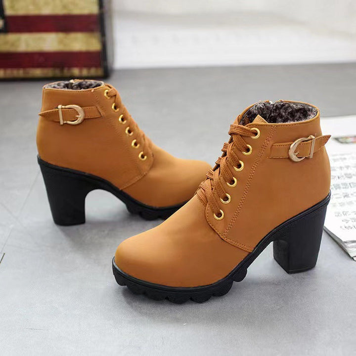 Lune London | Block heel ankle boots - Warm lined - Non-slip sole - Gold details