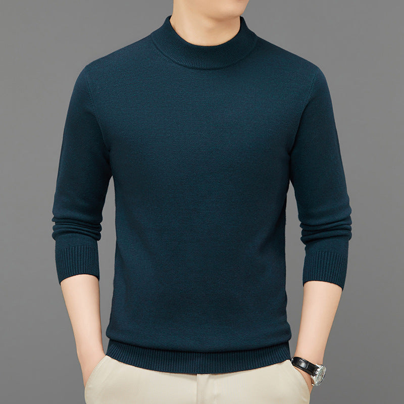 Men's knitted sweater with stand-up collar