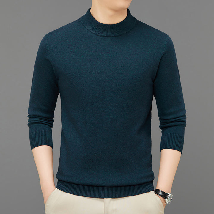Men's knitted sweater with stand-up collar