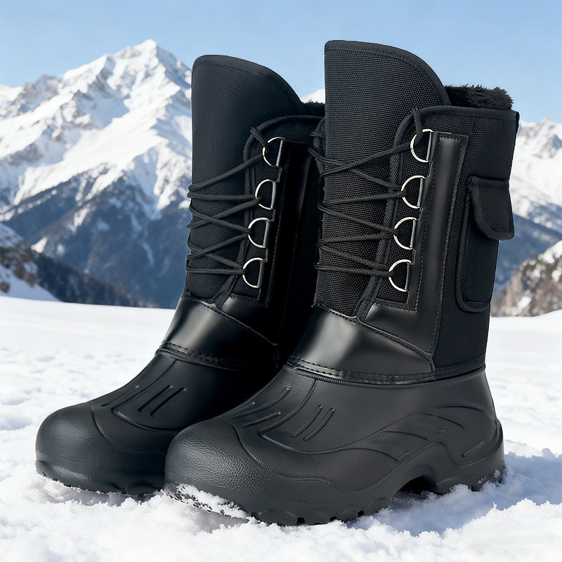 High men's winter boots to slip on