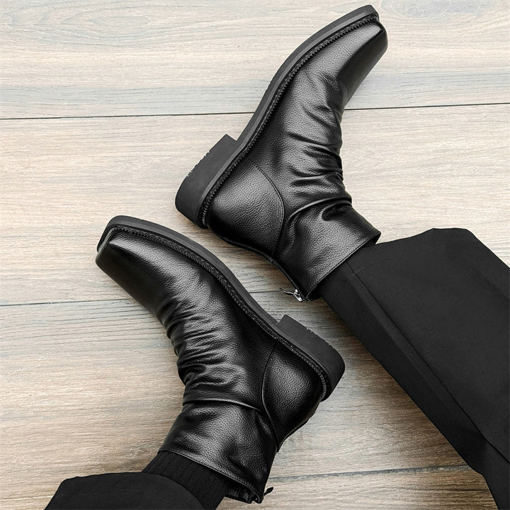 Men's ankle boots, British style, zipper at the back