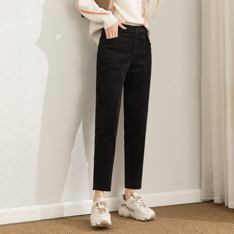 Loose-fitted cord harembottoms