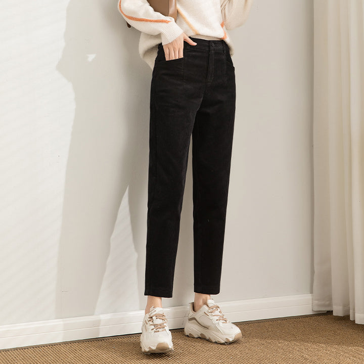 Loose-fitted cord harembottoms