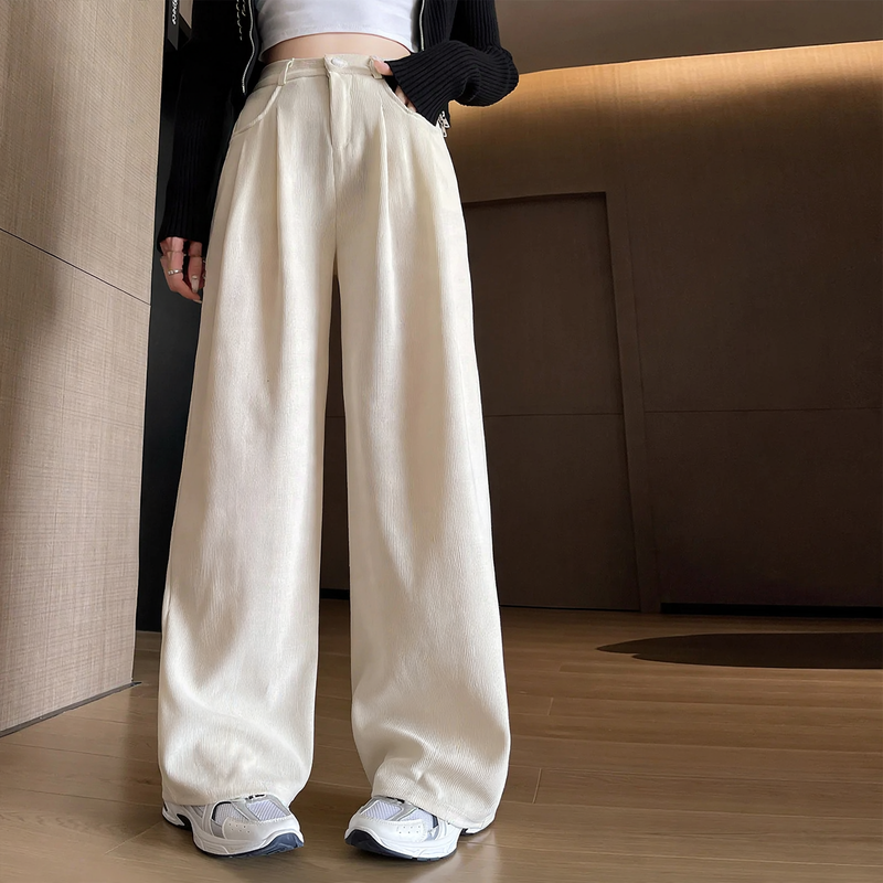 Elegant corduroy suit trousers with wide leg