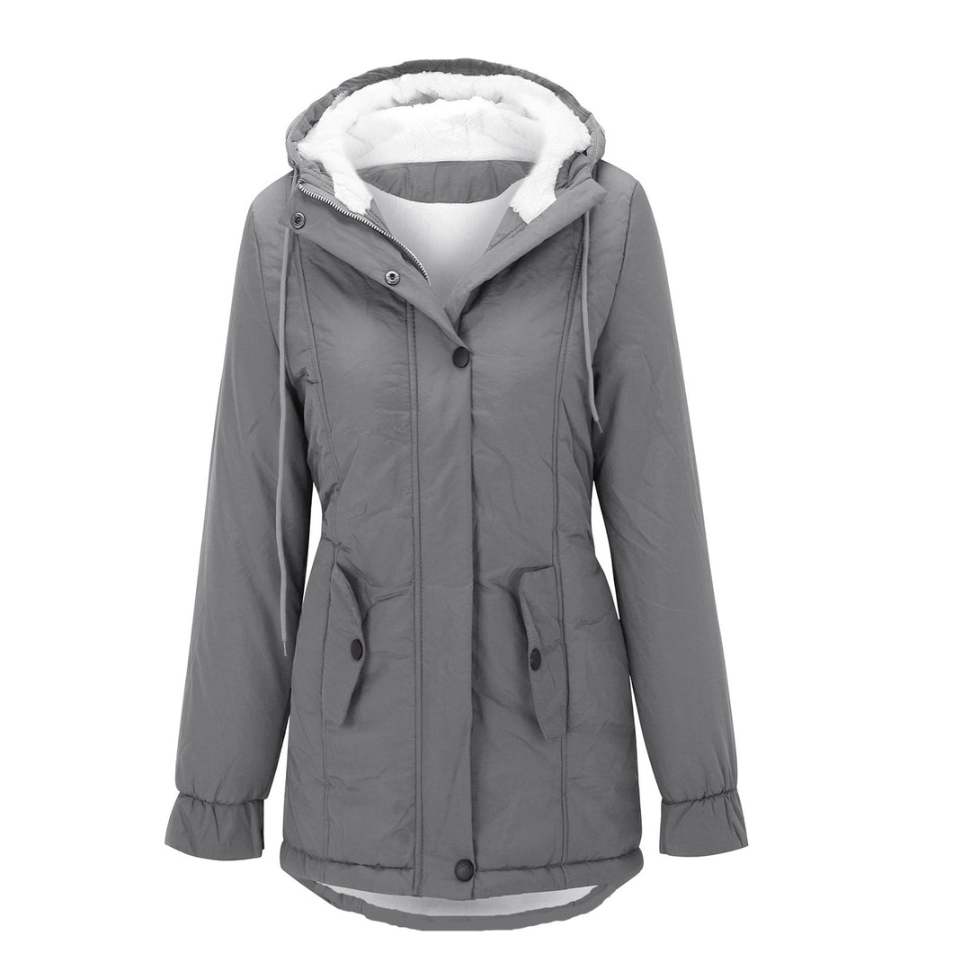 Women's parka with hood and lambskin lining