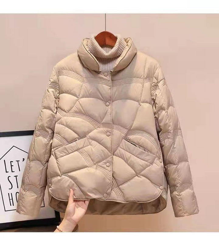 Lightweight, short down jacket for women, white duck down