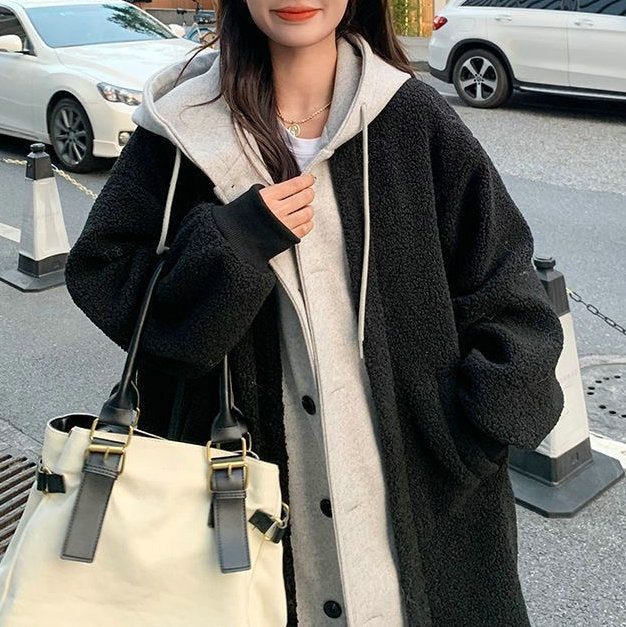 Long women's hoodie coat, loose fit