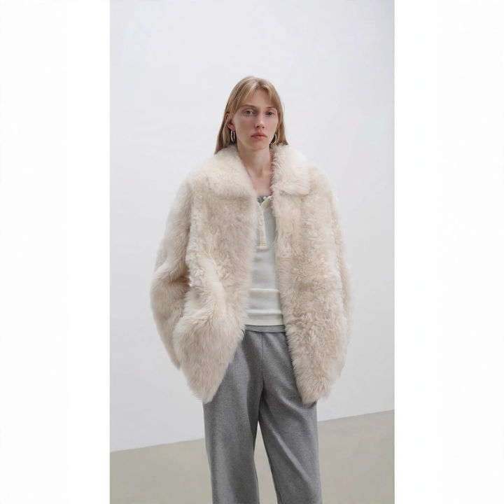 Women's coat made of lambskin imitation in Toscano look
