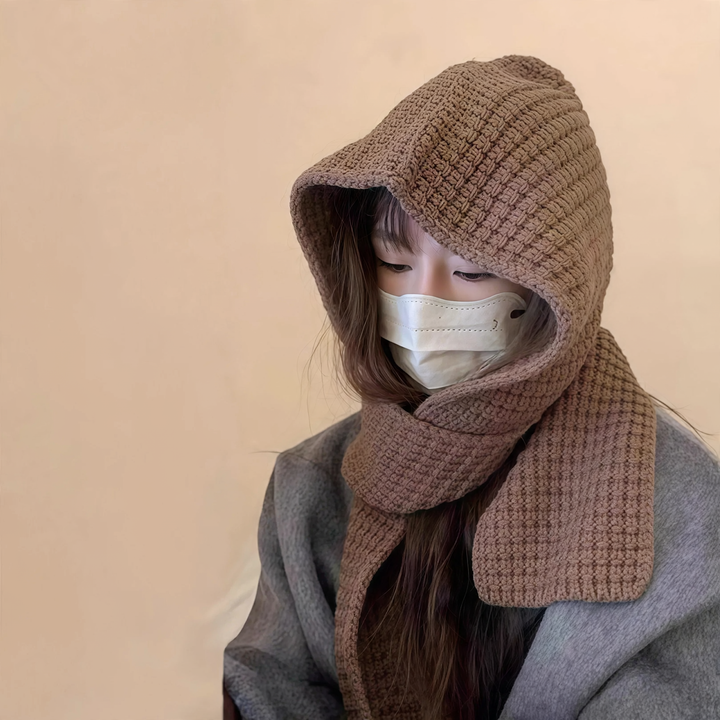 2-in-1 Hooded Scarf and Beanie Set