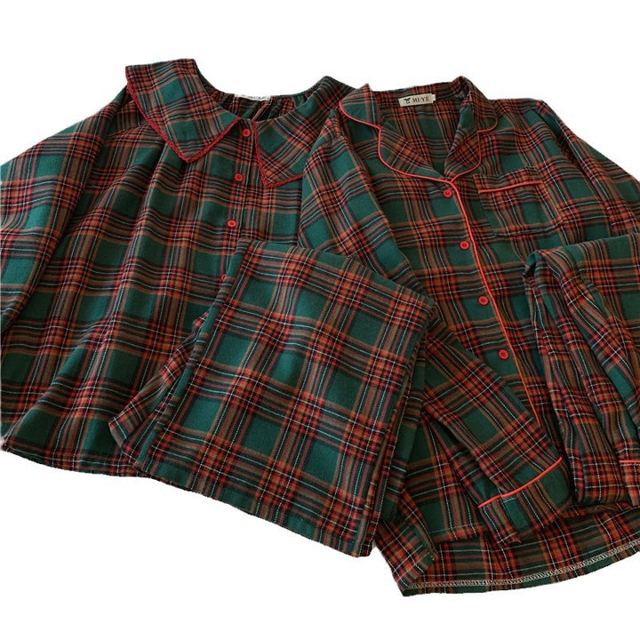 Pair-Pajama-Set, checked, brushed