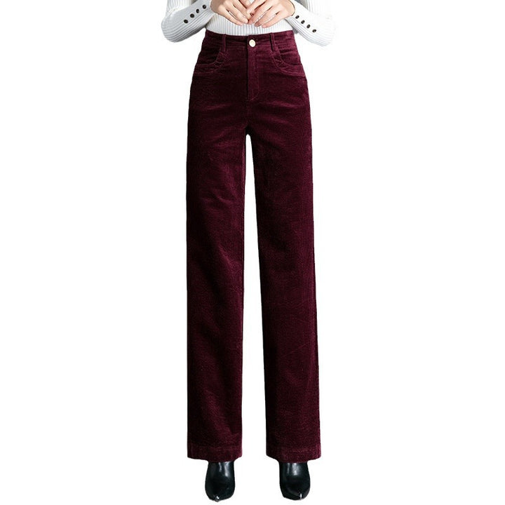 Padded corduroy trousers for women, high-cut, straight fit