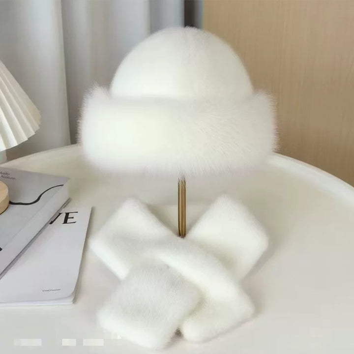 Faux fur hat and scarf set