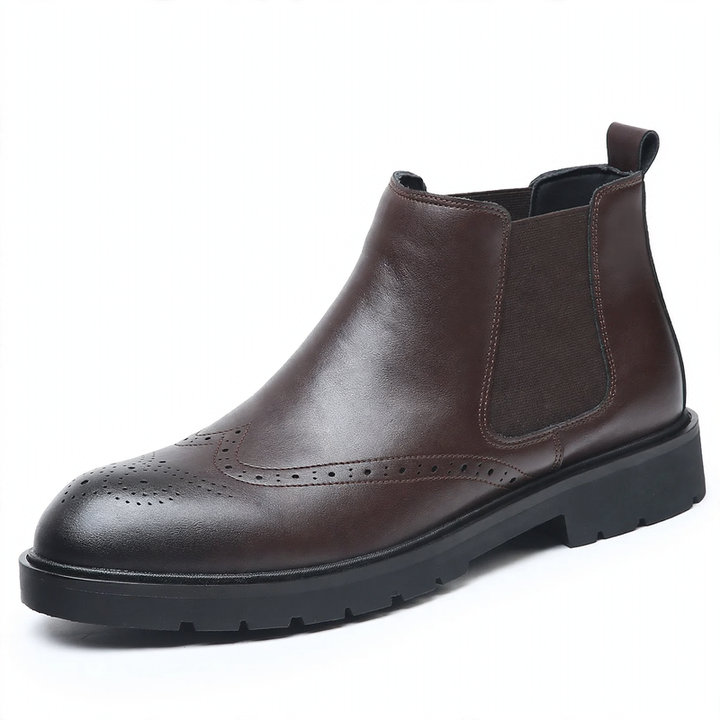 Classic men's Chelsea boots with brogue details