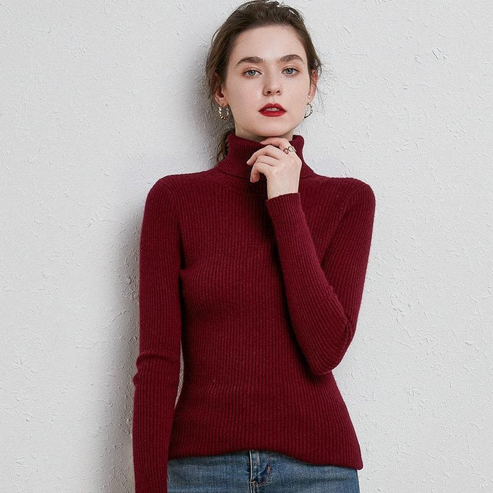 Women’s turtleneck sweater, knitted, slim fit
