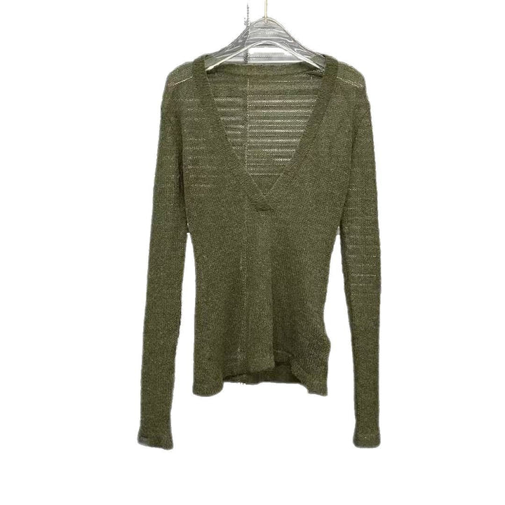 Light V-neck Long Sleeve Knit Sweater