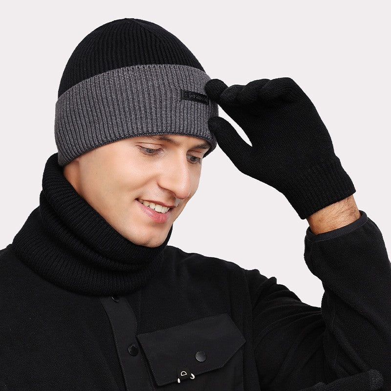 Winter knit cap with neck protection, 2-piece set