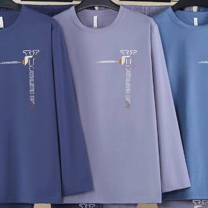 Men's pajama set made of combed cotton, elastic