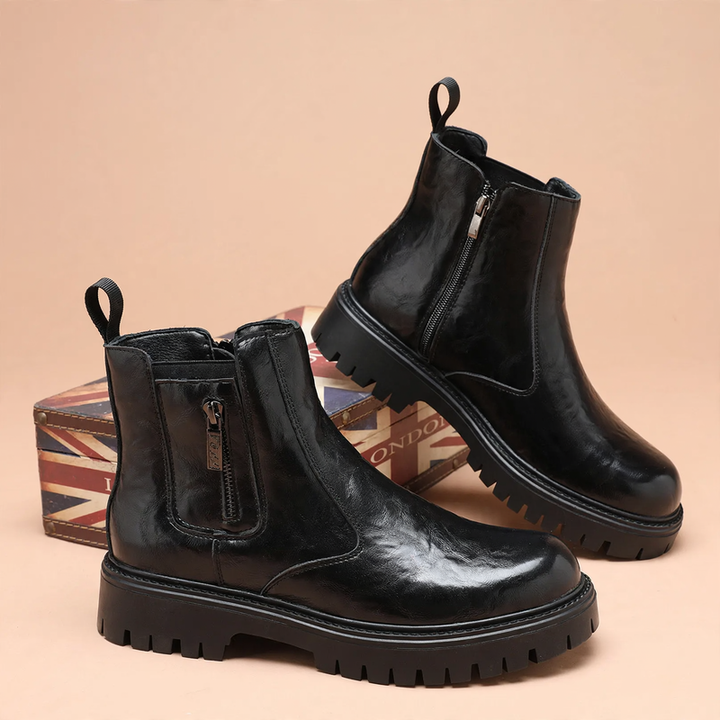 Modern men's ankle boots with platform sole