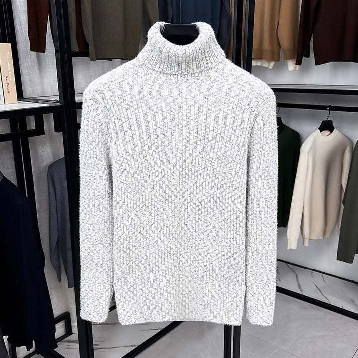 Men's turtleneck sweater with wool content and lining