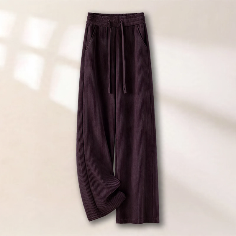 Padded cord wide-leg trousers with a straight cut