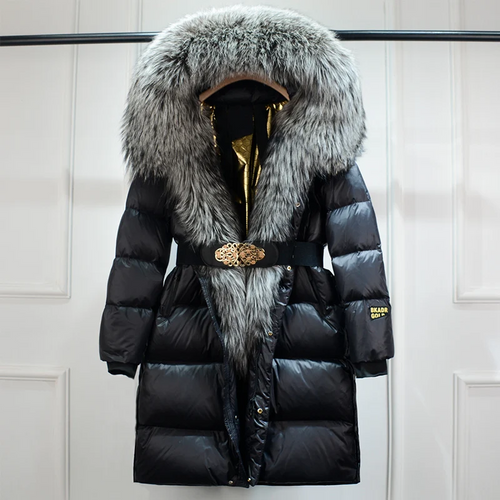 Women’s Puffer Coat with Faux Fur Collar & Belt – Warm & Stylish | Amarae