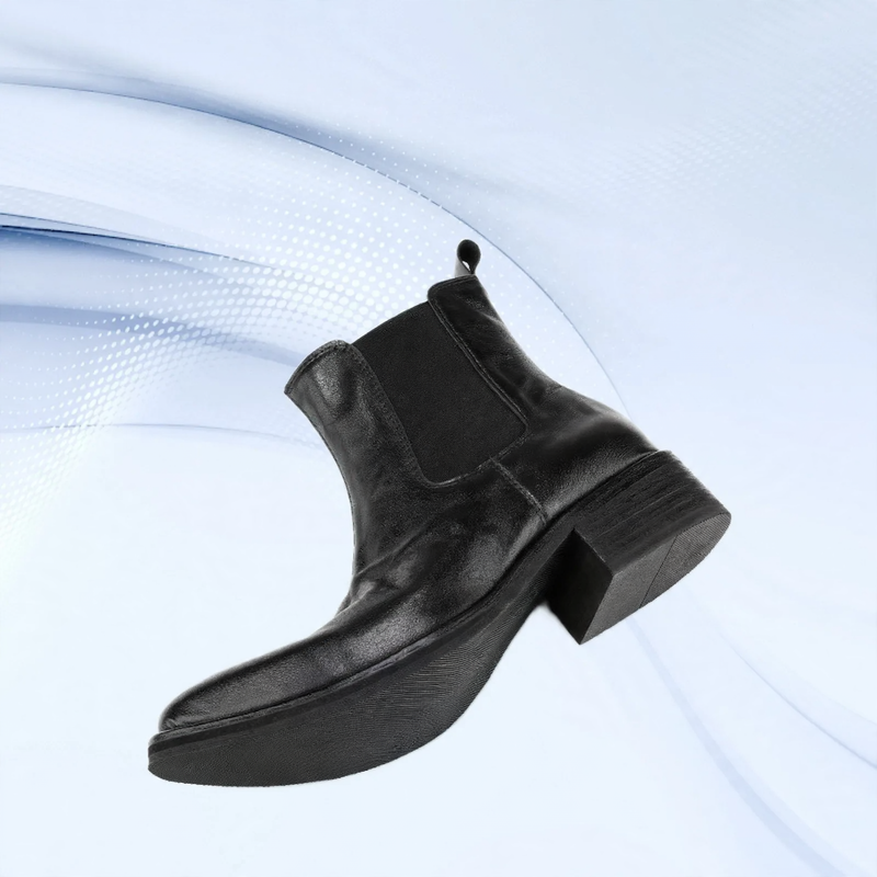 Elegant men's leather ankle boots with wedge heel