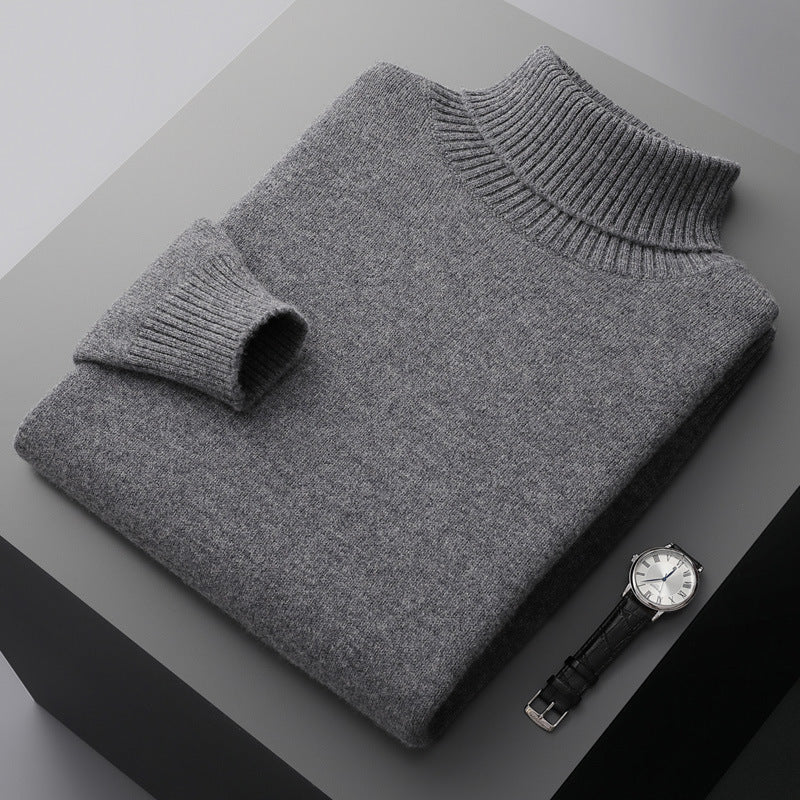 Men's wool sweater with turtleneck, 100% wool
