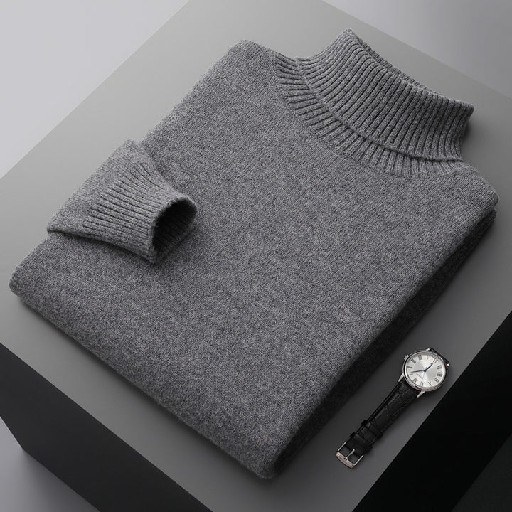 Men's wool sweater with turtleneck, 100% wool