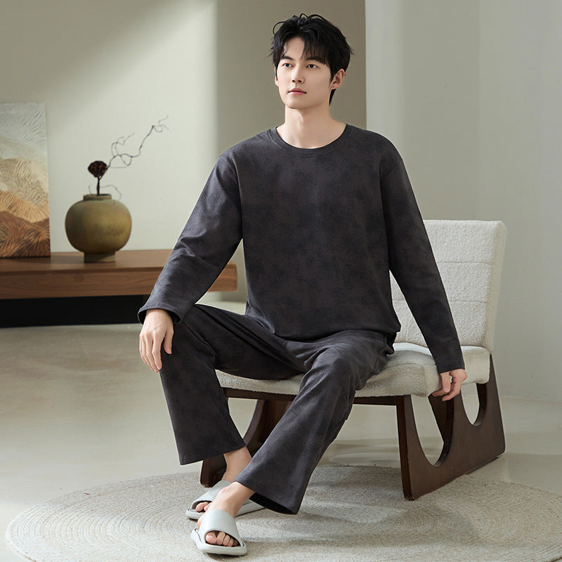 Antibacterial men's lounge suit made of cotton blend