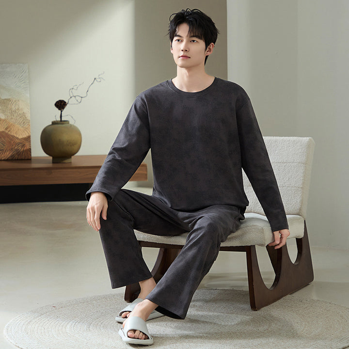 Antibacterial men's lounge suit made of cotton blend
