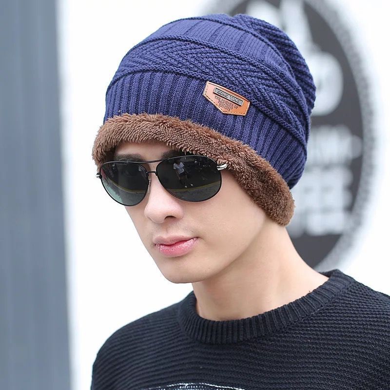 Winter Set: Padded knitted hat with ear protection and scarf